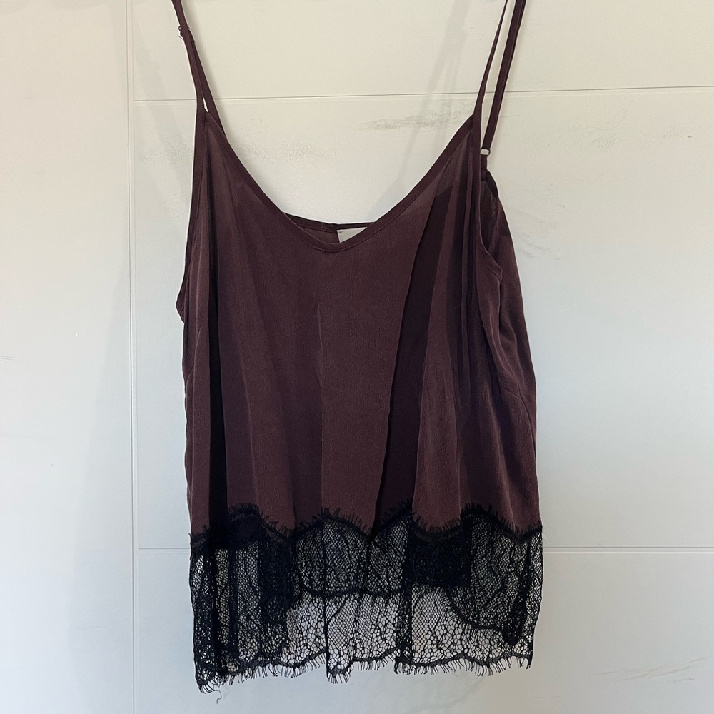 Purple Cami Top with Black Lace Trim